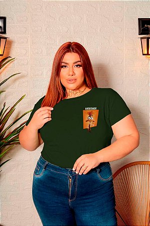 T-SHIRT PLUS SIZE ANSIEDADE DIVERTIDAMENTE DTF VERDE MILITAR XG