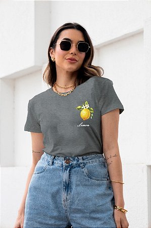 T-SHIRT LIMÃO DTF CINZA