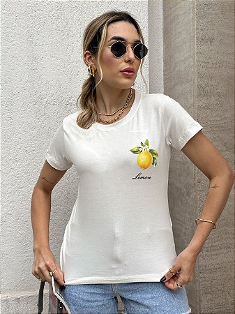 T-SHIRT LIMÃO DTF BRANCO