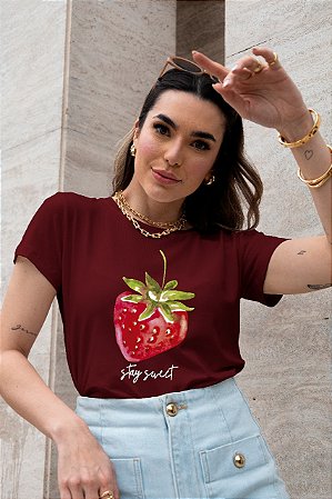 T-SHIRT MORANGO STAY SWEET DTF MARSALA