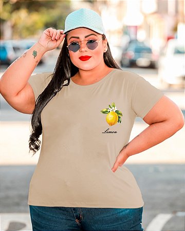 T-SHIRT PLUS SIZE LARANJA DTF BEGE XG