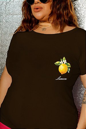 T-SHIRT PLUS SIZE LIMÃO DTF CHOCOLATE XG