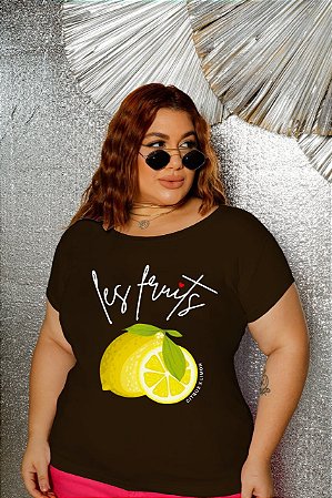 T-SHIRT PLUS SIZE LES FRUITS LEMON DTF CHOCOLATE XG