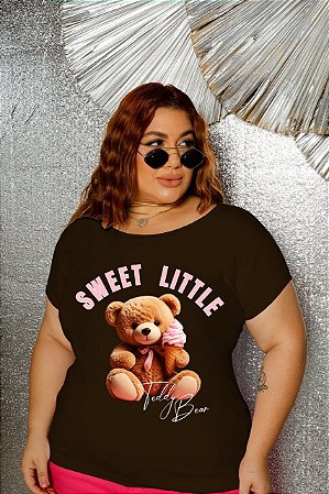 T-SHIRT PLUS SIZE URSINHO SWEET DTF CHOCOLATE XG