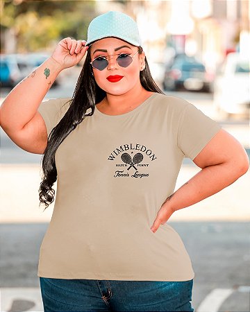 T-SHIRT PLUS SIZE RAQUETES WIMBLENDON DTF BEGE XG