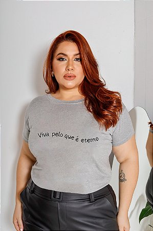 T-SHIRT PLUS SIZE VIVA INFINITO DTF CINZA XG