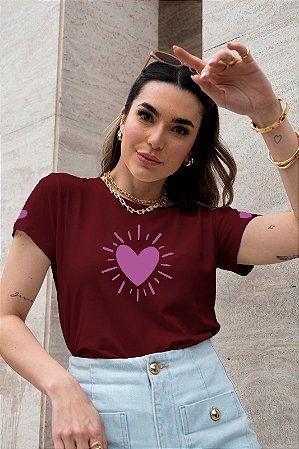 T-SHIRT CORAÇÕES DTF MARSALA
