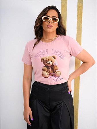 T-SHIRT URSINHO SWEET DTF ROSA BEBÊ