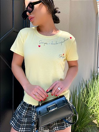 T-SHIRT SEMPRE É DIA DTF AMARELO BEBÊ