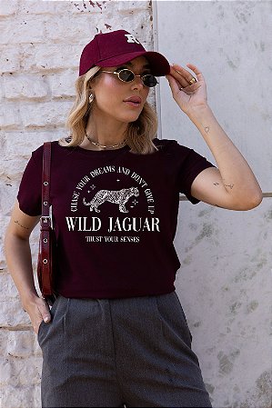 T-SHIRT WILD JAGUAR DTF MARSALA