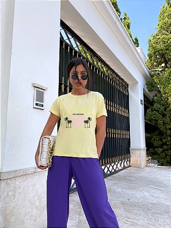 T-SHIRT RAQUETE CALIFORNIA DTF AMARELO BEBÊ