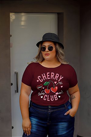 T-SHIRT PLUS SIZE CHERRY CLUB DTF MARSALA XG