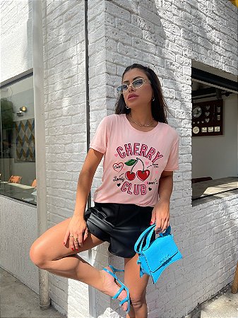 T-SHIRT CHERRY CLUB DTF ROSA BEBÊ