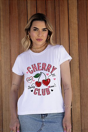 T-SHIRT CHERRY CLUB DTF BRANCO