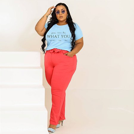 T-SHIRT PLUS SIZE WHAT YOU DTF AZUL BEBÊ XG