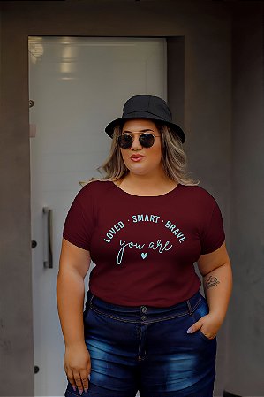 T-SHIRT PLUS SIZE YOU ARE LOVED DTF MARSALA XG
