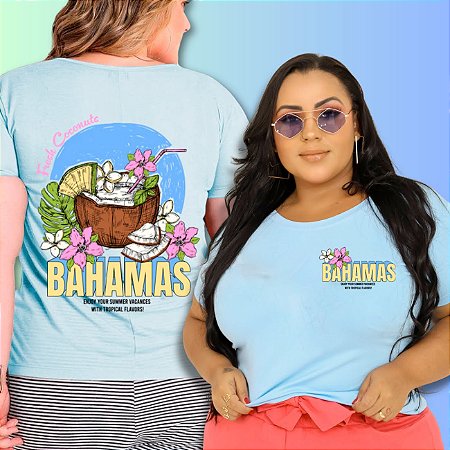 T-SHIRT PLUS SIZE COCO BAHAMAS DTF AZUL BEBÊ XG