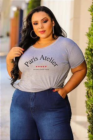 T-SHIRT PLUS SIZE PARIS ATELIER DTF CINZA XG