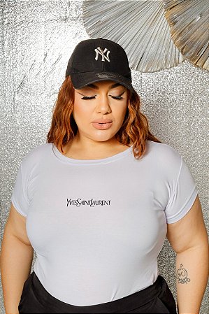 T-SHIRT PLUS SIZE YVES SAINT LAURENT DTF BRANCO XG