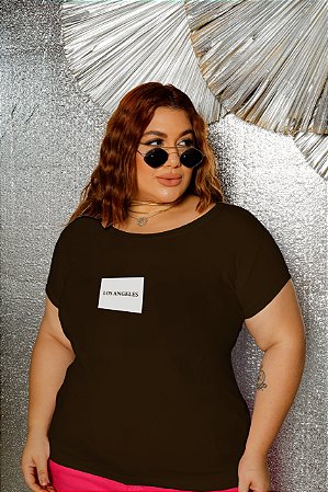 T-SHIRT PLUS SIZE LOS ANGELES DTF CHOCOLATE XG