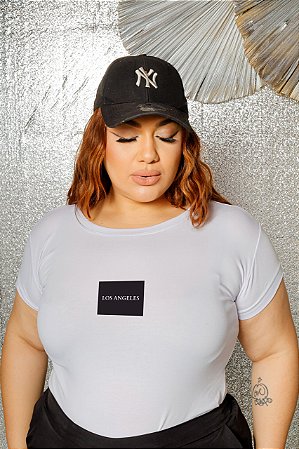 T-SHIRT PLUS SIZE LOS ANGELES DTF BRANCO XG