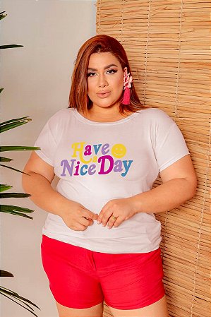 T-SHIRT PLUS SIZE HAVE A NICE DAY DTF OFF WHITE XG