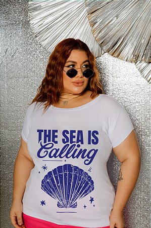 T-SHIRT PLUS SIZE CONCHA THE SEA DTF BRANCO XG