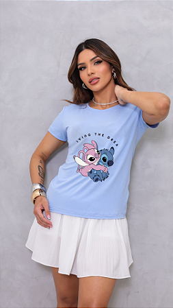 T-SHIRT STITCH E ANGEL DTF AZUL BEBÊ