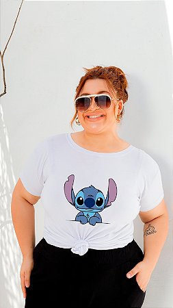 T-SHIRT PLUS SIZE STITCH DTF BRANCO XG