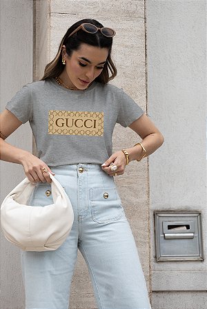 T-SHIRT PADRÃO GUCCI DTF CINZA