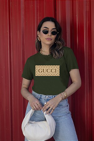 T-SHIRT PADRÃO GUCCI DTF VERDE MILITAR