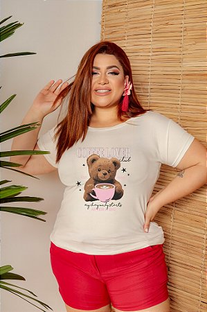 T-SHIRT PLUS SIZE COFFEE LOVER URSO DTF OFF WHITE XG