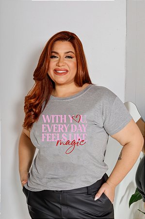 T-SHIRT PLUS SIZE MAGIC WITH YOU DTF CINZA XG