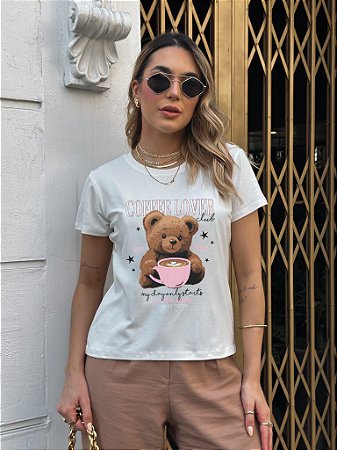 T-SHIRT COFFEE LOVER URSO DTF OFF WHITE