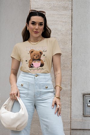 T-SHIRT COFFEE LOVER URSO DTF BEGE