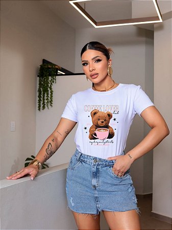 T-SHIRT COFFEE LOVER URSO DTF BRANCO