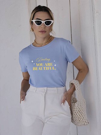 T-SHIRT DARLING YOU ARE DTF AZUL BEBÊ