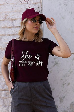 T-SHIRT SHE IS DTF MARSALA