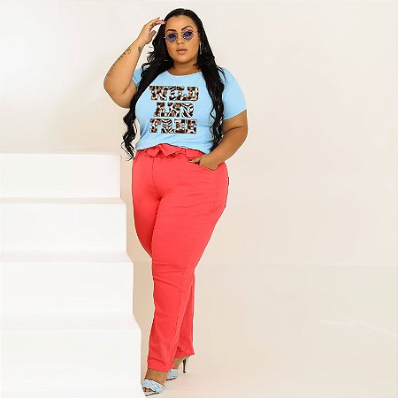 T-SHIRT PLUS SIZE WILD AND FREE DTF AZUL BEBÊ XG