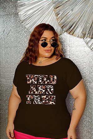 T-SHIRT PLUS SIZE WILD AND FREE DTF CHOCOLATE XG