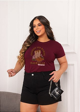 T-SHIRT PLUS SIZE BOTAS NASHVILLE DTF MARSALA XG