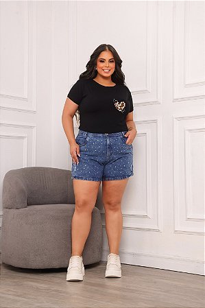 T-SHIRT PLUS SIZE COW PRINT CORAÇÃO DTF XG