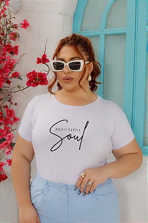 T-SHIRT PLUS SIZE SOUL BEAUTIFUL DTF BRANCO XG