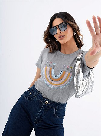 T-SHIRT SPREAD ARCO-IRIS DTF CINZA