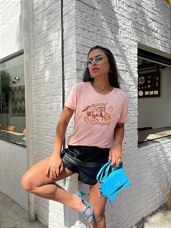 T-SHIRT CAVALO COWGIRL DTF ROSA BEBÊ