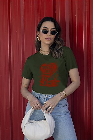 T-SHIRT CACTUS WILD LOVE DTF VERDE MILITAR