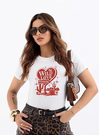 T-SHIRT CACTUS WILD LOVE DTF BRANCO