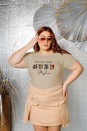 T-SHIRT PLUS SIZE PICK STYLE PRINT DTF BEGE XG