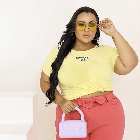 T-SHIRT PLUS SIZE NEW YORK 1985 DTF AMARELO BEBÊ XG