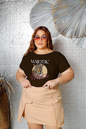 T-SHIRT PLUS SIZE MAJESTIC LEOPARD DTF CHOCOLATE XG